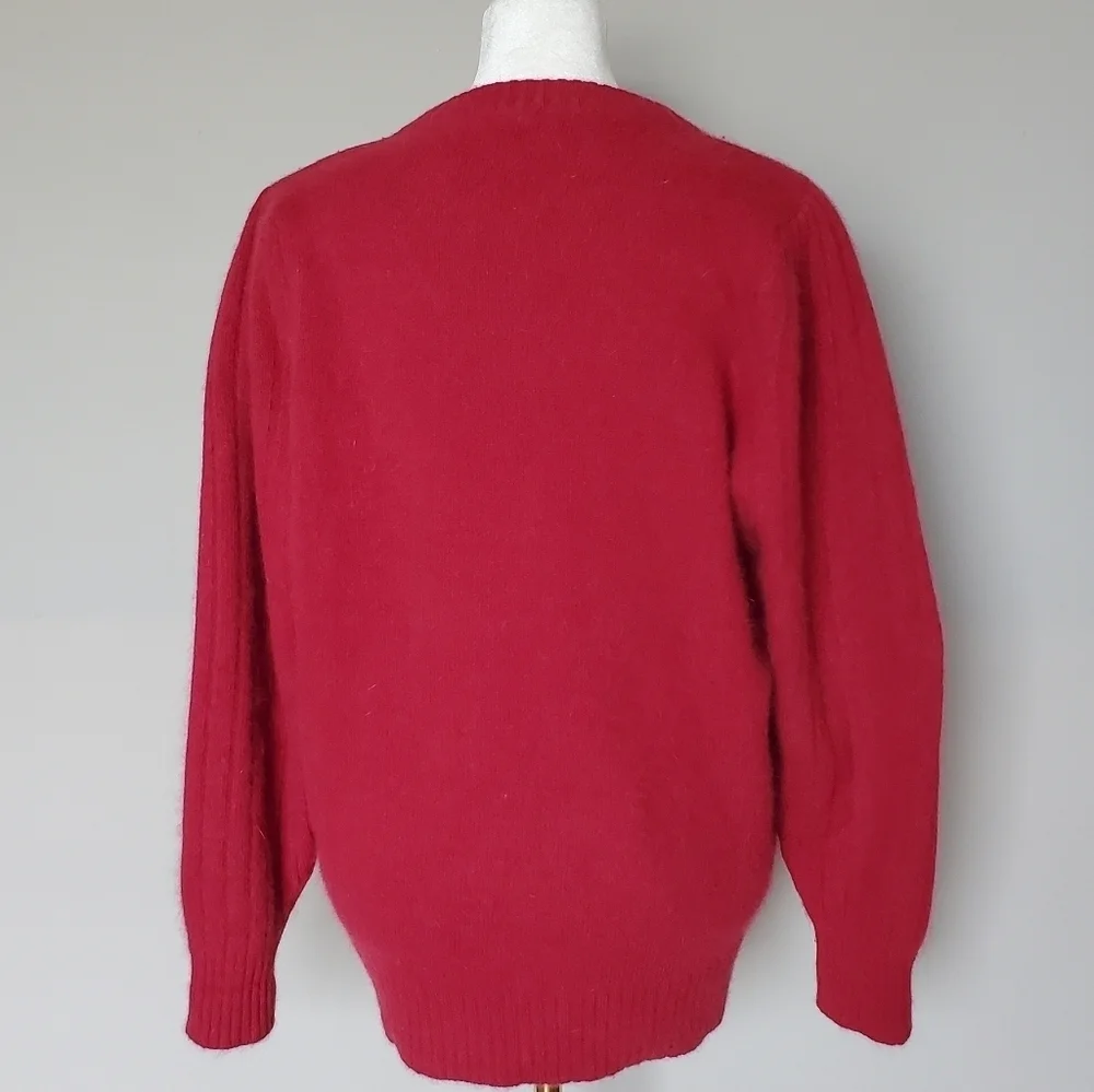 Vintage Kenji RN# 75343 Reindeer Holiday Sequin Embroidered Angora Wool Sweater